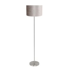 Floor Lamp Noor 4430ST – Brushed steel with gray velvet shade