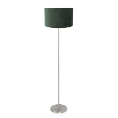 Lamp sur pied Noor 4434ST – Acier brossé avec abat-jour en velours vert