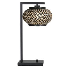 Nox Light 4461ZW – Tischlampe mit Bambusschirm und schwarzem Gestell