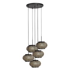Nox Light 4523ZW – round pendant lamp with 5 bamboo shades