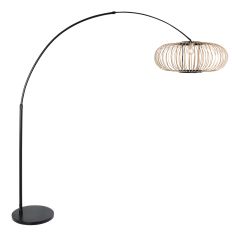 Lampadaire Sparkled Light 4562ZW noir avec abat-jour en bambou crème