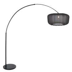 Bogenlampe Vela Lino 4565ZW schwarz mit schwarzem Textilschirm Ø60 cm