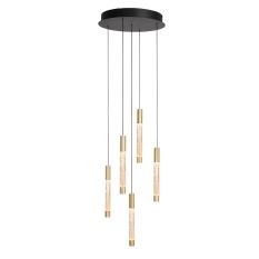 Pendant Light Alisio 4579ME 5-light luxury glass in brass