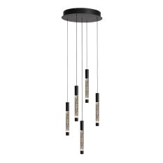 Hängelampe Alisio 4579ZW 5-lichts luxuriöse Videolampe aus Glas in Schwarz
