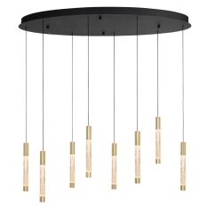 Alisio 4580ME 8-light luxury glass pendant lamp in brass