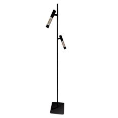 Stehlampe Alisio 4597ZW 2-flammig luxuriöses Glas in Schwarz mit Push-Dimmer
