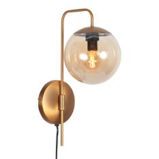 Wandlamp Bollique 4609BR bronskleurige lamp met amberglas