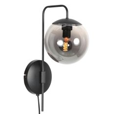 Wandleuchte Bollique 4609ZW schwarze Lampe mit Smoke-Glas