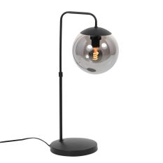 Tischlampe Bollique 4610ZW schwarze Lampe mit Rauchglas