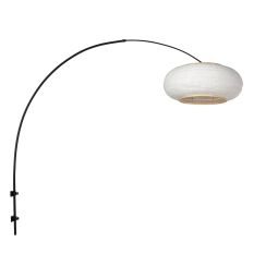 Boog wandlamp Silva Alba 4619ZW zwart met linnen kap Ø60 cm
