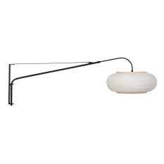Wandlamp Silva Alba 4626ZW zwart met linnen kap Ø60 cm