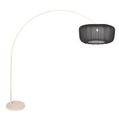 Bogenlampe Vela Lino 4679CR crème mit schwarzem Textilschirm Ø60 cm