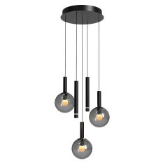 Black pendant lamp Volari 4718ZW, 5-light with smoke glass