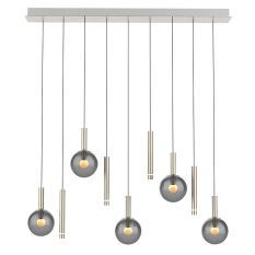 Steel pendant lamp Volari 4719ST, 9-light with smoke glass