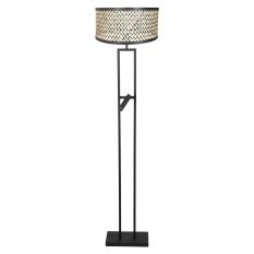 Stehlampe Stang 4721ZW mit schwarz-beigem Bambusschirm und Leselicht