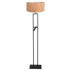 Stehlampe Stang 4722ZW mit beiger Korkstrukturenschirm und Leselicht