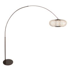 Lampadaire Sparkled Light 4759CA cacao avec abat-jour en bambou crème