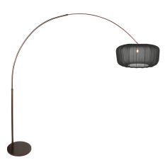 Booglamp Vela Lino 4763CA cacao met zwarte textiel kap Ø60 cm
