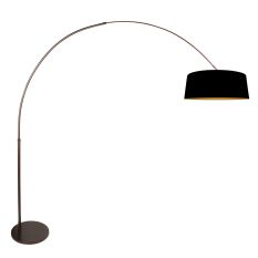 Arc floor lamp Luma Dark 4770CA cocoa with black linen shade warm chic