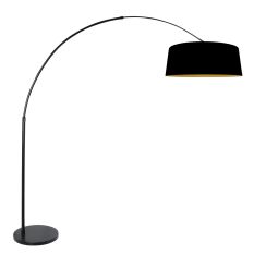 Booglamp Luma Dark 4771ZW zwart met zwart linnen kap chic licht