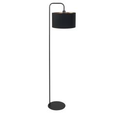 Floor lamp Stang 4775ZW, black floor lamp with fine linen shade