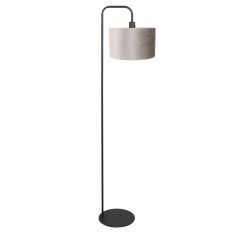 Lamp de sol Stang 4776ZW noir avec abat-jour en velours gris/taupe
