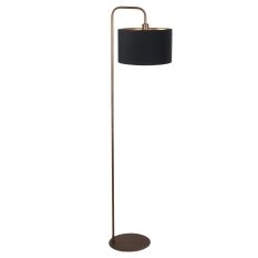 Floor lamp Rod 4784BR, bronze-colored floor lamp with fine linen shade
