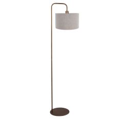 Lampe de sol Stang 4787BR couleur bronze avec abat-jour en lin gris épais