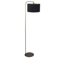 Bodenlampe Stang 4800BR mit schwarzem Leinen-Schirm