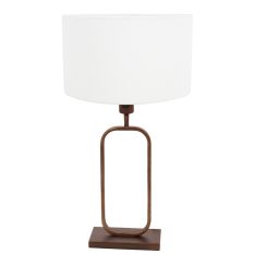 Tafellamp Stang 4816BR met witte linnen kap voor sfeerlicht
