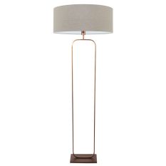 Stehlampe Stang 4830BR - Bronze Leuchte mit grauem Leinen-Schirm