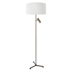 Vloerlamp Stang 4843BR met leeslicht en witte kap
