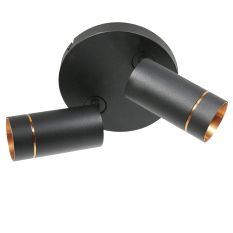 Black spotlight Downlume 4858ZW, 2-light GU10 ceiling spotlight