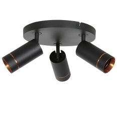 Black spotlight Downlume 4859ZW, 3-light GU10 ceiling spotlight