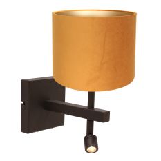 Wandleuchte Stang 4870CA mit goldenem Velours-Schirm und Leselicht