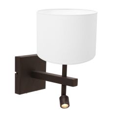 Wandleuchte Stang 4871CA mit weißem Leinenlampenschirm und Leselicht