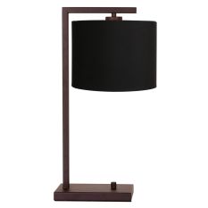 Cacao Tischlampe Stang 4883CA mit schwarzem Leinen-Schirm