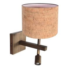 Wall lamp Stang 4889BR with cork shade and warm reading light