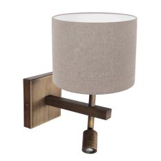 Wall lamp Stang 4892BR with gray linen shade and reading light