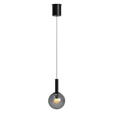 Lampe suspendue noire Volari 4905ZW avec verre fumé et câble-lift