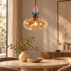 Malboo hanglamp 1-lichts bruin glas Ø 25 cm – 4917BR