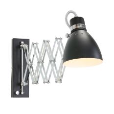 Wandlamp Spring 6290ZW zwart met E27 fitting en draaidimmer