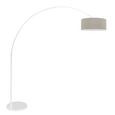 Booglamp Sparkled Light 7170W wit met grijs grof linnen kap