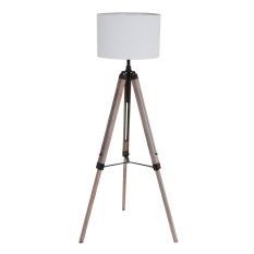 Vloerlamp Triek 7176ZW met grof witte linnen kap Ø40 cm
