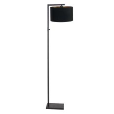 Black floor lamp Stang 7196ZW with switch and black linen shade