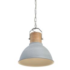 Hanglamp Emile grijs met hout 7781GR - rond 38cm