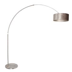 Booglamp Sparkled Light 8125ST staal met luxe grijze velours kap