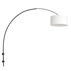 Boog wandlamp Sparkled Light 8138ZW zwart met grof wit linnen kap