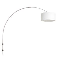 Boog wandlamp Sparkled Light 8144ST staal met grof wit linnen kap