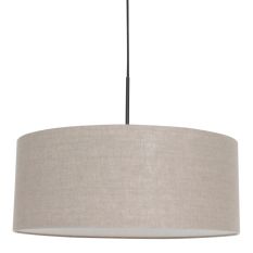 Hanglamp Sparkled Light 8155ZW, zwart met grijs grof linnen kap